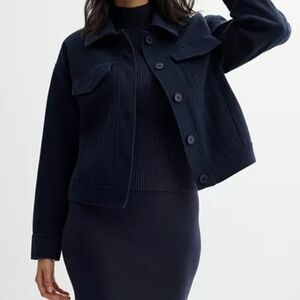 NWT NINE WEST Women's Navy Blue Cozy Button Front Jacket - Casual Jacket, SizeXL